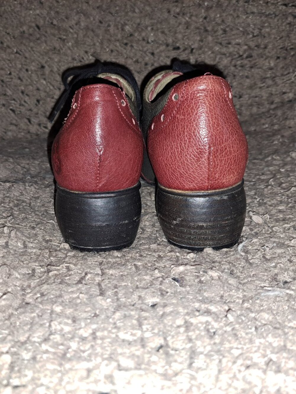 FLY LONDON-Wingtip Brogue Heeled Oxford-Dk Gray/Burgundy Leather-Sz 37-Excellent - Picture 6 of 8